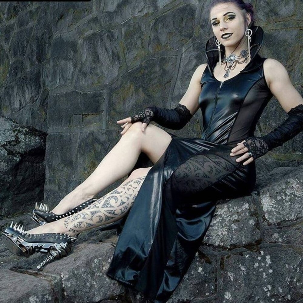 Hades ZETTA Spiked Black Pump Metallic Spinal 5" Heel 6-7-8-9-10-11 M/B Width - Picture 11 of 15